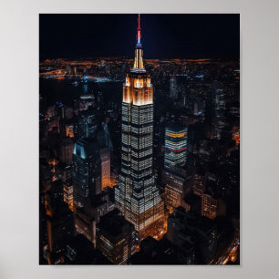 Empire State Building Lit up at Night Poster