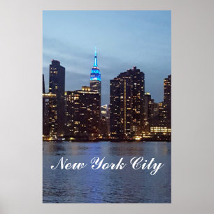 EMPIRE STATE BUILDING LIT UP IN BLUE POSTER