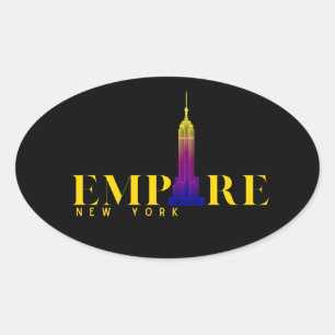 Empire State Building-New York-Vibrant Gold Oval Sticker