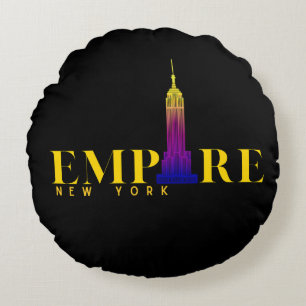 Empire State Building-New York-Vibrant Gold Round Pillow