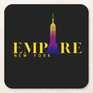 Empire State Building-New York-Vibrant Gold Square Paper Coaster