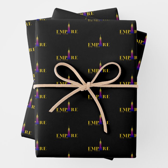 Empire State Building-New York-Vibrant Gold Wrapping Paper Sheet (In situ)