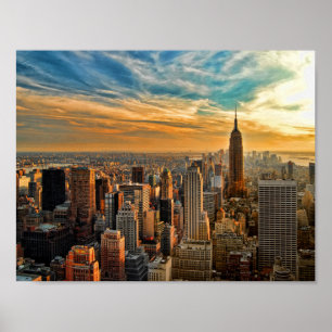 Empire State Sunset in New York City Poster