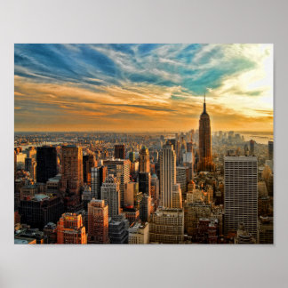 Empire State Sunset in New York City Poster