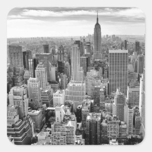 Empire States Building Black White New York City Square Sticker