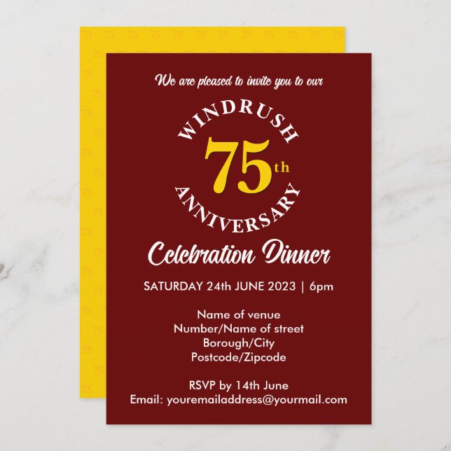 Empire Windrush Generation 75th Anniversary Invitation (Front/Back)