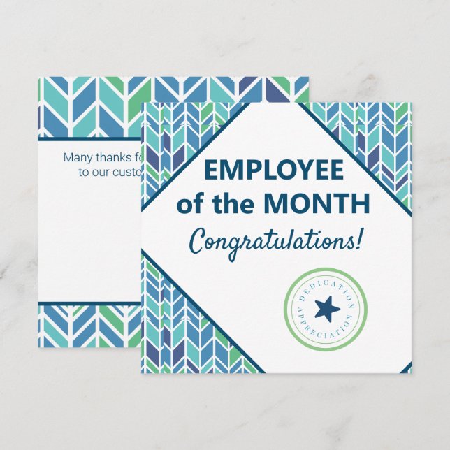 Employé de la carte de récompense de (Devant / Derrière)