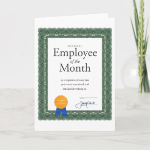 Employé du mois Certificat sur carte