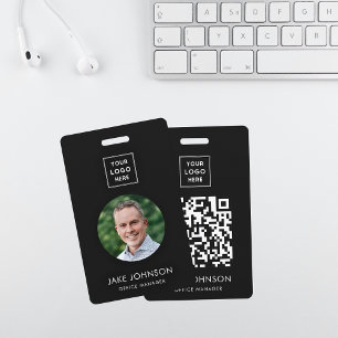 Employé noir moderne Code QR Badge