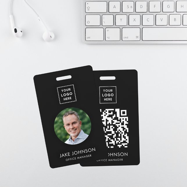 Employé noir moderne Code QR Badge (Créateur téléchargé)