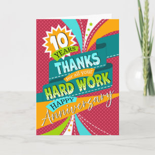 Employee 10th Anniversary Fun and Colorful Holiday Card