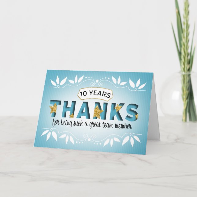 Employee 10th Anniversary Thanks Card (Front)