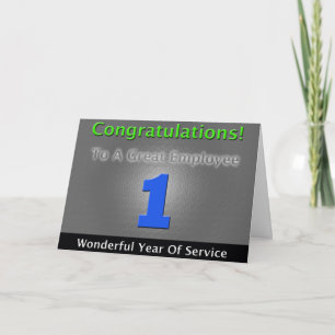 Employee 1st Anniversary Bold and Stylish Card