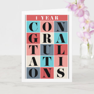 Employee 1st Anniversary Congratulations Grid Card