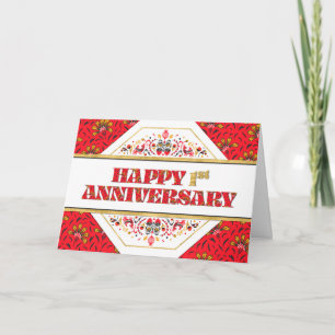 Employee 1st Anniversary Pattern Decorative Card