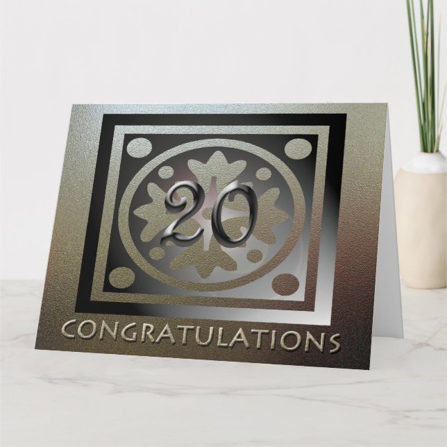 Employee 20th Anniversary Elegant Golden Card (Front)