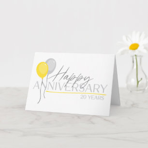 Employee 20th Anniversary Font Duo and Balloons Card
