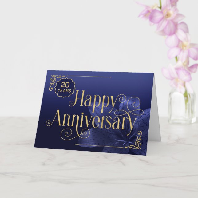 Employee 20th Anniversary Swirly Text Card (Orchid)