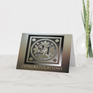 Employee 21st Anniversary Elegant Golden Card