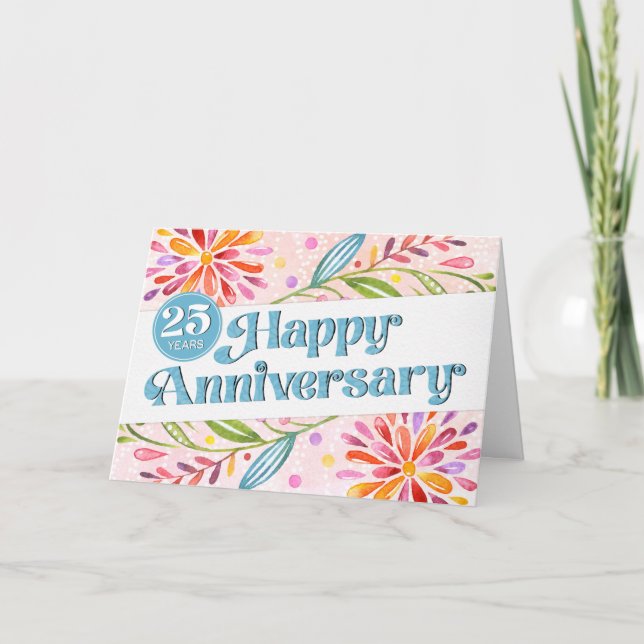 Employee 25th Anniversary Colourful Watercolor Card (Front)