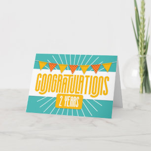 Employee 2nd Anniversary Colourful Bunting Card