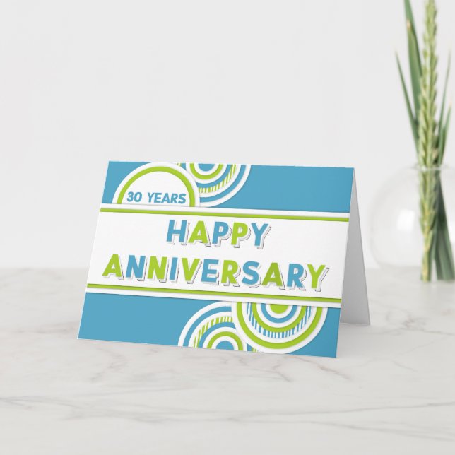 Employee 30th Anniversary Colourful Circles Card (Front)