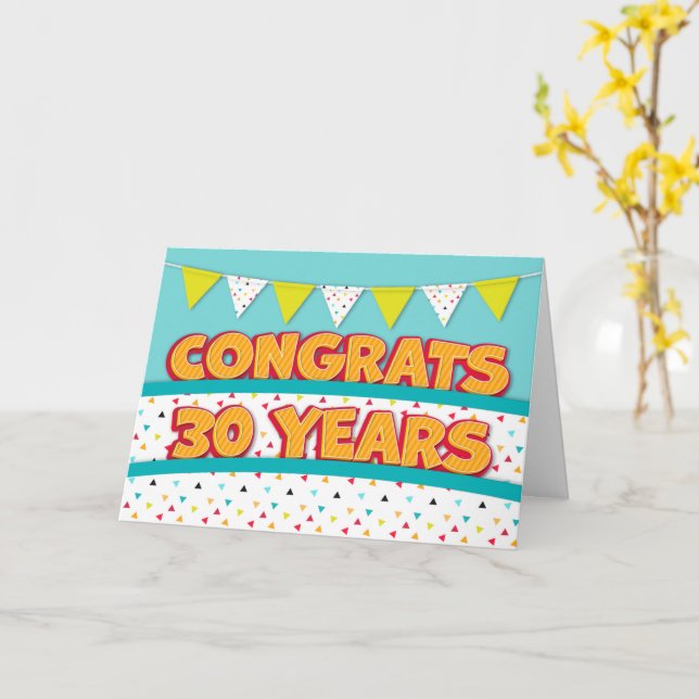 Employee 30th Anniversary Fun Bright Bunting Card (Yellow Flower)