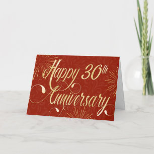 Employee 30th Anniversary - Swirly Text - Red Card