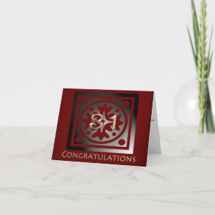 Employee 31 Year Anniversary Elegant Golden Red Card