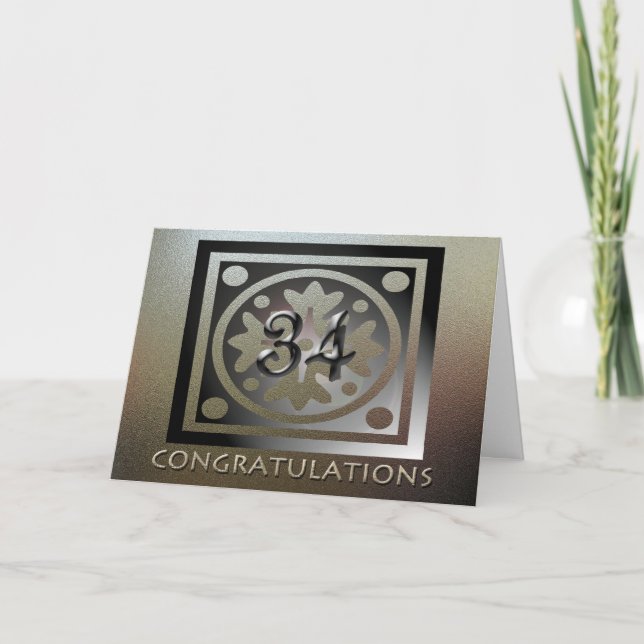 Employee 34th Anniversary Elegant Golden Card (Front)