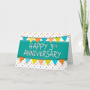 Employee 3rd Anniversary Colourful Triangles Card