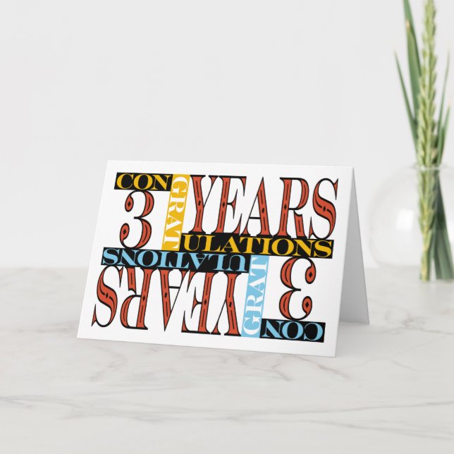 Employee 3rd Anniversary Congratulations Mosaic Card (Front)