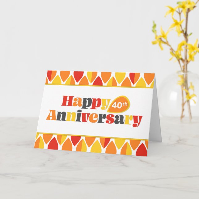 Employee 40th Anniversary Bright Colours Retro Car Card (Yellow Flower)