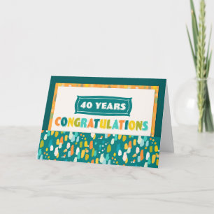 Employee 40th Anniversary Colourful Congratulation Card