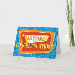 Employee 45th Anniversary Retro Blue Red Orange Card