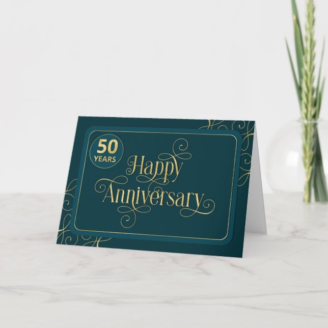 Employee 50th Anniversary Elegant Jade Corporate Card (Front)