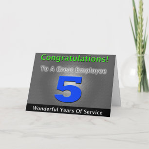 Employee 5th Anniversary Bold and Stylish Card