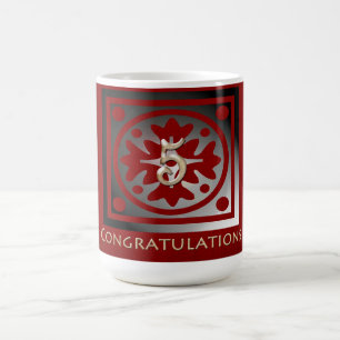 Employee 5th Anniversary Elegant Golden Red Coffee Mug