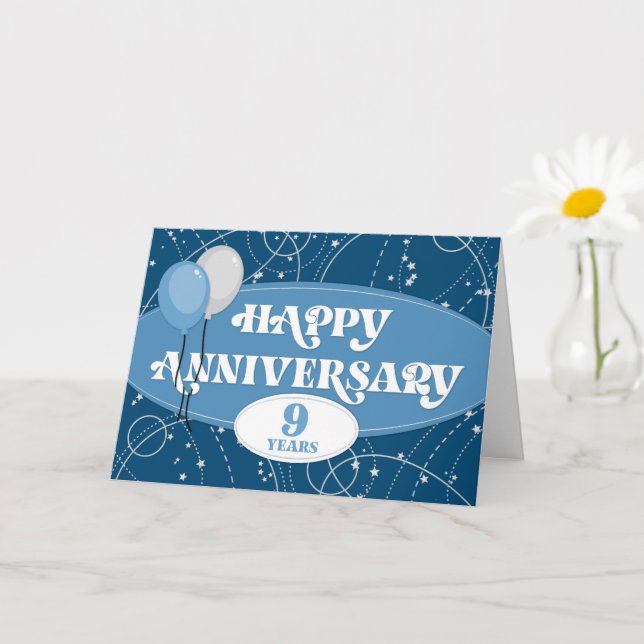 Employee 9th Anniversary Balloons and Pattern Card (Small Plant)