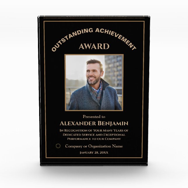 Employee Achievement Logo Gold Award Custom Photo Block (Front)