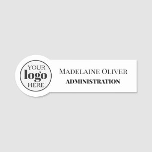 Employee Administration Logo White Black Simple Name Tag