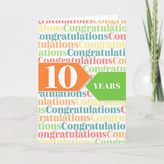 Employee Anniversary 10 Years Colourful Pattern Card