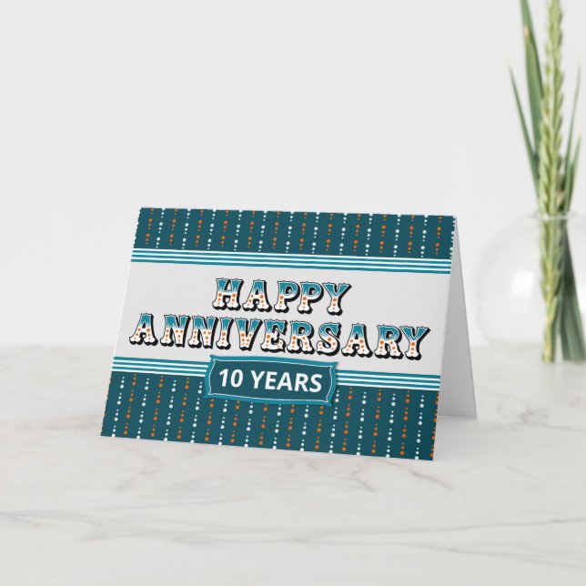 Employee Anniversary 10 Years Decorative Text Card (Front)