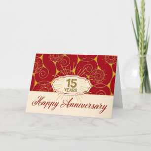 Employee Anniversary 15 Years - Red Swirls Card