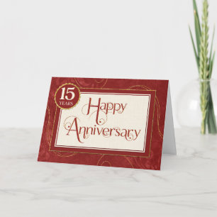 Employee Anniversary 15 Years - Text Swirls Damask Card