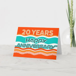 Employee Anniversary 20 Years Colourful Waves Card