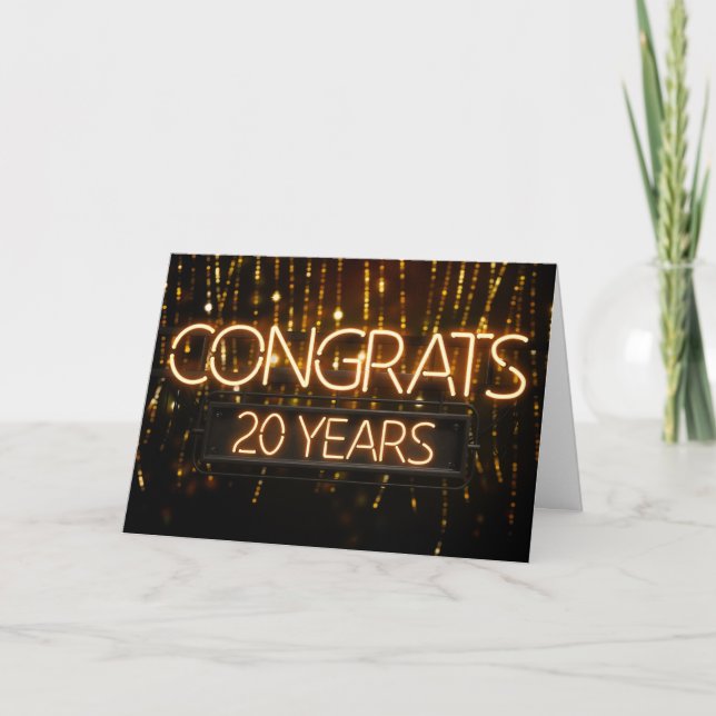 Employee Anniversary 20 Years - Neon Sign Card (Front)