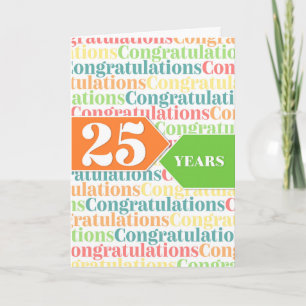 Employee Anniversary 25 Years Colourful Pattern Card