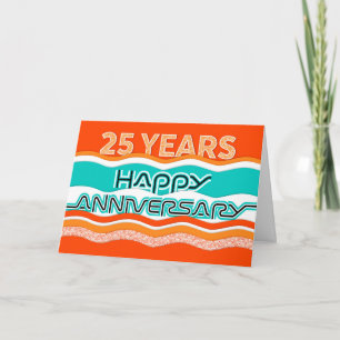 Employee Anniversary 25 Years Colourful Waves Card