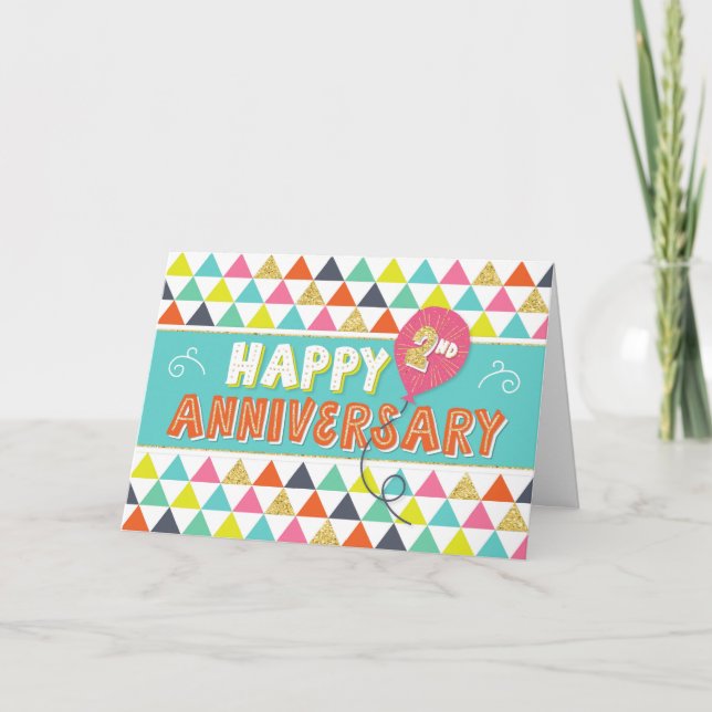 Employee Anniversary 2 Years - Colourful Pattern Card (Front)